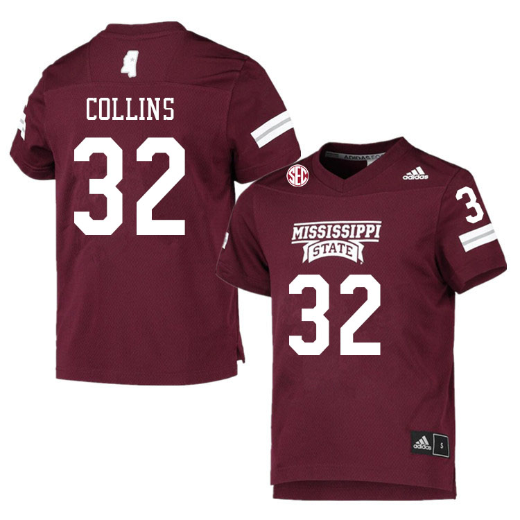 Men #32 Audavion Collins Mississippi State Bulldogs College Football Jerseys Sale-Maroon